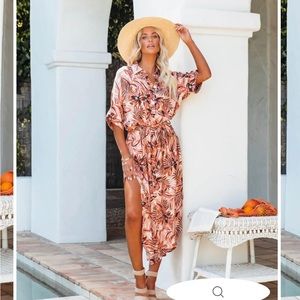 Vici Floral Maxi Dress in Pink and Orange